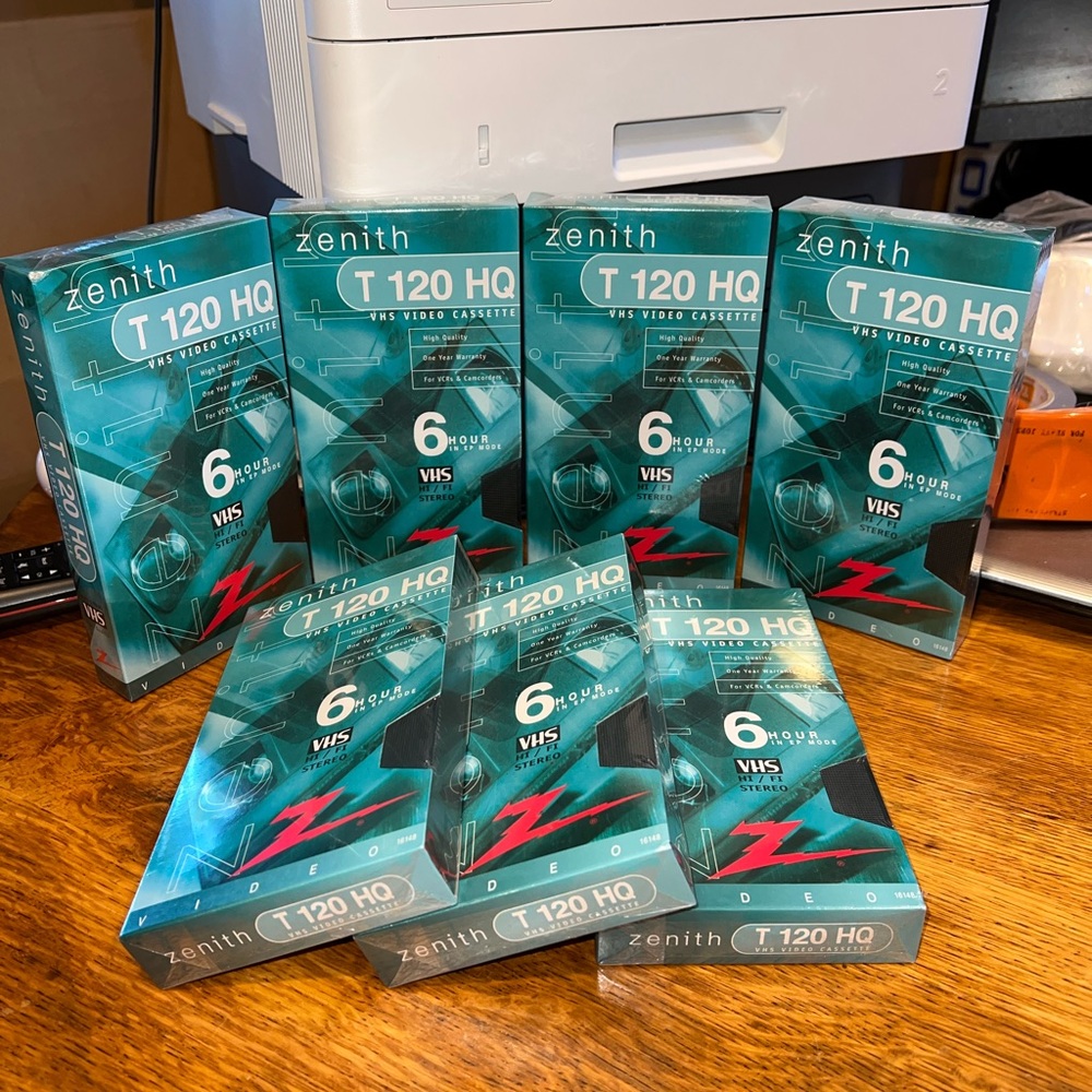 (7) New Old Stock ZENITH T 120 HQ 6 Hour Sealed Blank VHS Tapes NOS VTG LOT 7